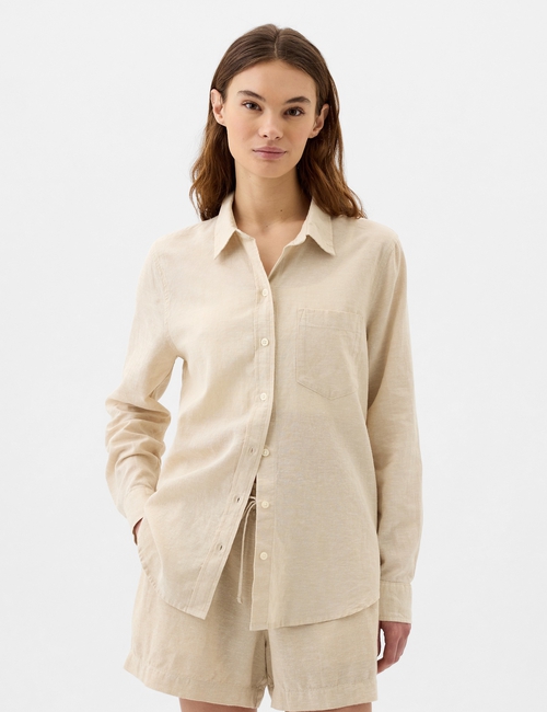 Linen-Blend Easy Shirt