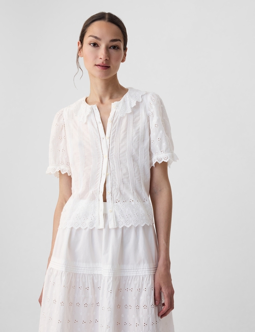 Gap × DÔEN Cropped Eyelet Shirt