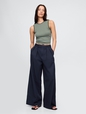 High Rise Twill Pleated Wide-Leg Khakis