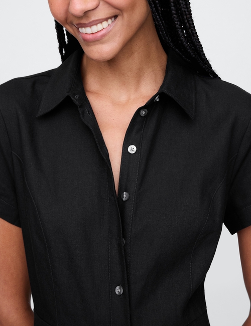 Linen-Blend Maxi Shirtdress