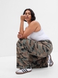 Mid Rise Loose Khaki Cargo Pants