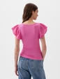 Eyelet Sleeve Rib T-Shirt