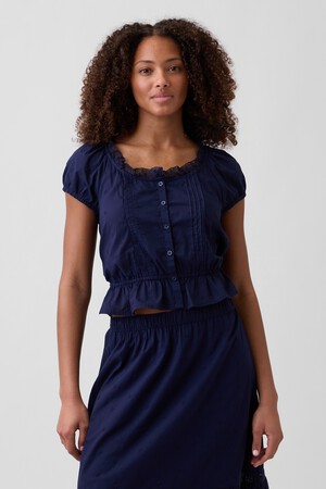 Cropped Pintuck Top