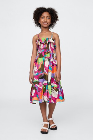 Kids Smocked Ruffle Midi Dress