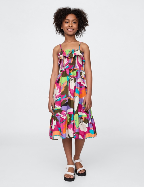 Kids Smocked Ruffle Midi Dress