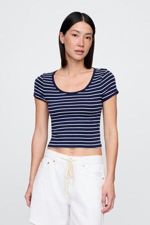 Modern Cropped Cap-Sleeve T-Shirt