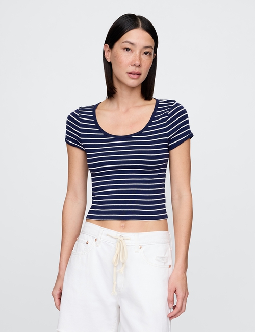 Modern Cropped Cap-Sleeve T-Shirt