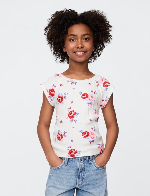 Kids Lace-Trim Pointelle T-Shirt