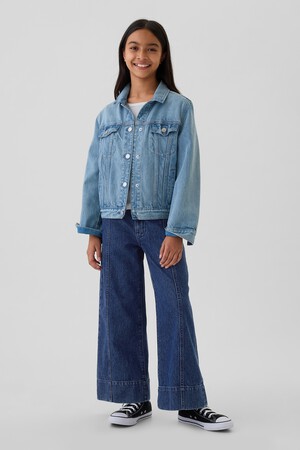 Kids High Rise Stride Wide-Leg Ankle Jeans