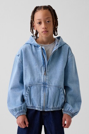 Kids Denim Relaxed Hooded Jacket