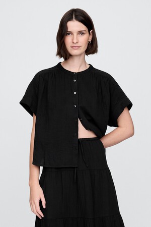Crinkle Gauze Dolman Shirt