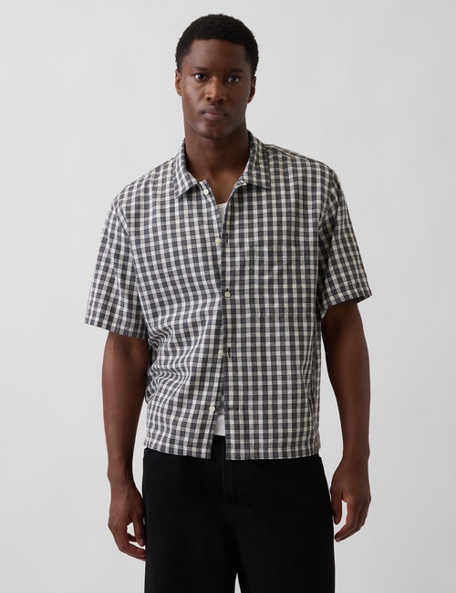 Linen-Cotton Relaxed Straight-Hem Shirt