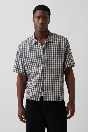 Linen-Cotton Relaxed Straight-Hem Shirt