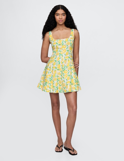 Linen-Blend Mini Dress