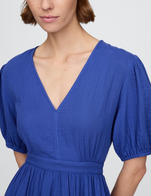 Crinkle Gauze Open-Back Midi Dress