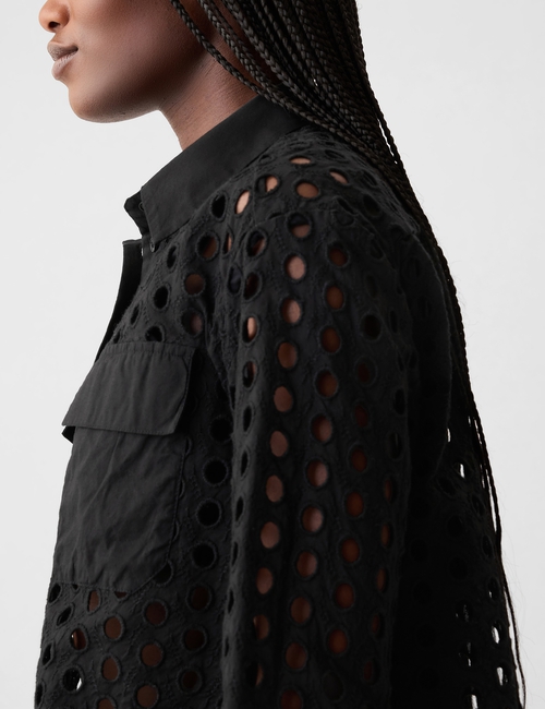 Eyelet Cropped Shirt