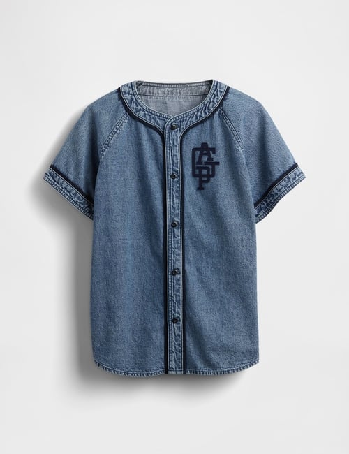 Kids Denim Logo Baseball Jersey