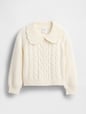 CASHSOFT COLLAR CABLE SWEATER