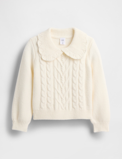 CASHSOFT COLLAR CABLE SWEATER