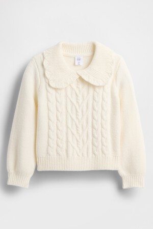 CASHSOFT COLLAR CABLE SWEATER