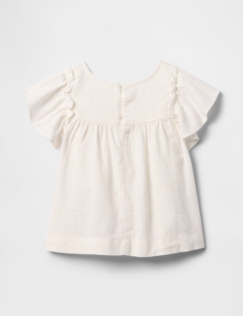 babyGap Linen-Blend Flutter Sleeve Top