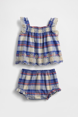 Baby Poplin Eyelet-Hem Outfit Set