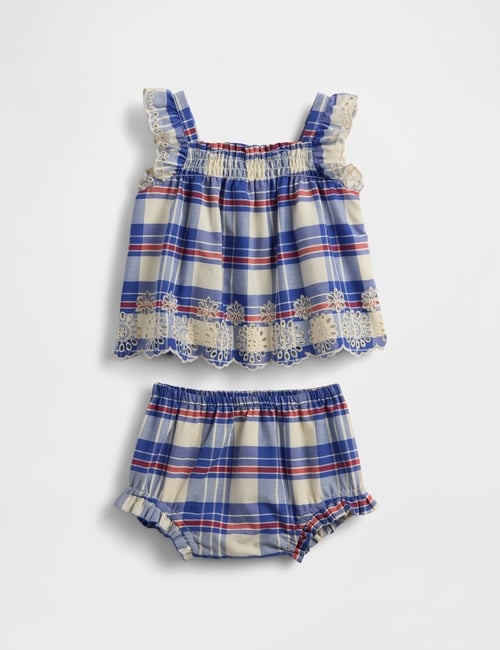 Baby Poplin Eyelet-Hem Outfit Set