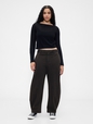 Mid Rise Twill Barrel Pants