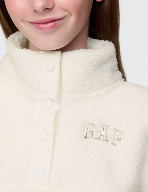 Kids Recycled Relaxed Sherpa Quarter-Snap Sweatshirt