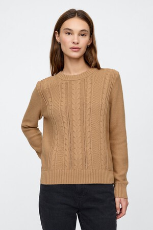 Cable-Knit Crewneck Sweater