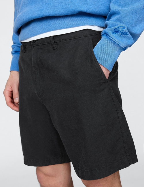 8" Linen-Cotton Shorts