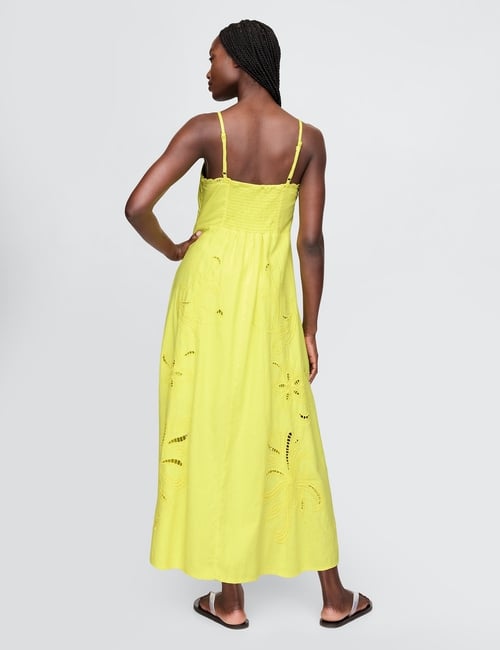 Linen-Blend Embroidered Maxi Dress