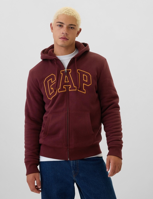 Gap Logo Sherpa-Lined Zip Hoodie
