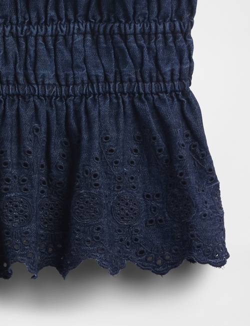 Smocked Eyelet Denim Cami