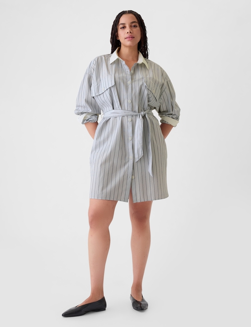 Organic Cotton Striped Mini Shirtdress