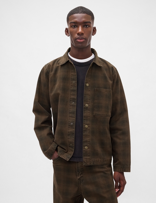 Plaid Canvas Denim Overshirt
