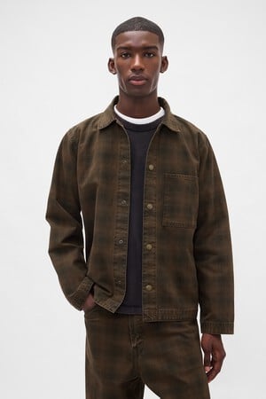Plaid Canvas Denim Overshirt