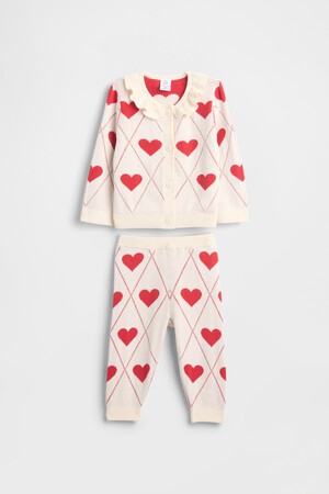 G LS RFL COLLAR CARDI SWT SET