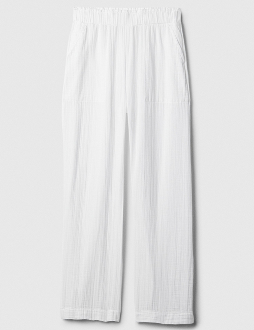 Mid Rise Gauze Wide-Leg Pull-On Pants