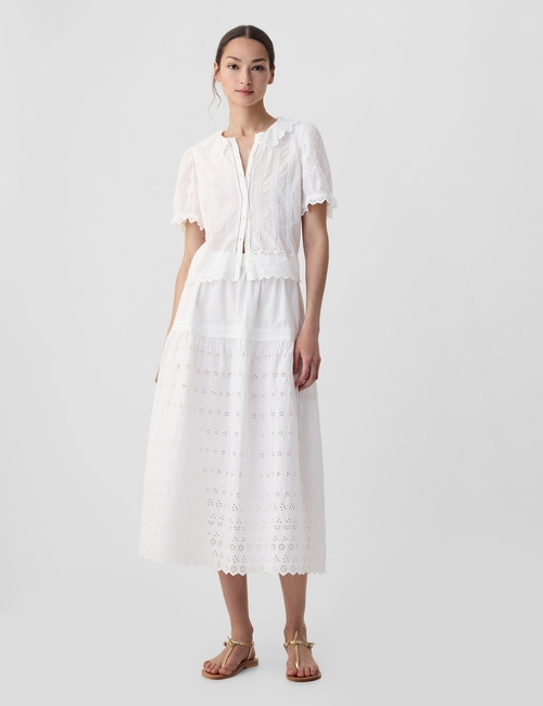 Gap × DÔEN Cropped Eyelet Shirt