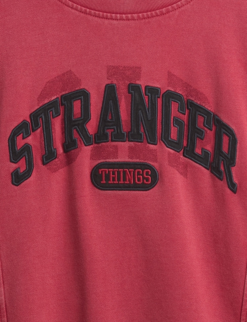 Stranger Things Quilted-Sleeve Logo Sweatshirt