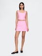 Linen-Blend Scalloped Mini Skort