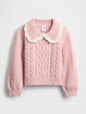 CASHSOFT COLLAR CABLE SWEATER