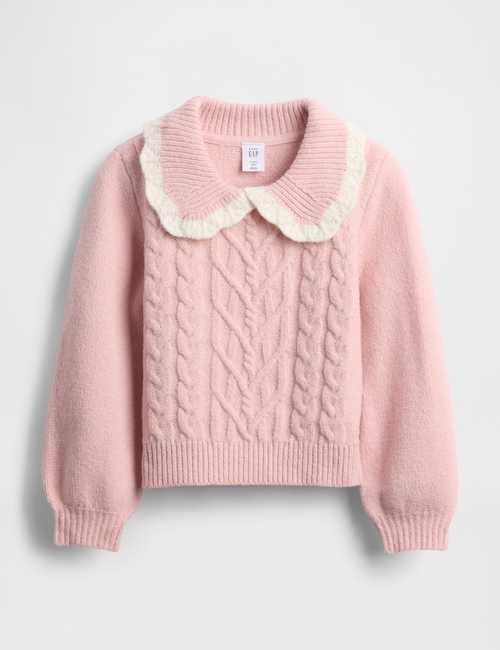 CASHSOFT COLLAR CABLE SWEATER