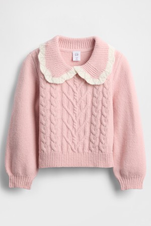 CASHSOFT COLLAR CABLE SWEATER