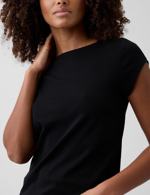 Stretch Jersey Boatneck T-Shirt