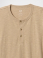 Lived-In Relaxed Curved Hem Henley T-Shirt