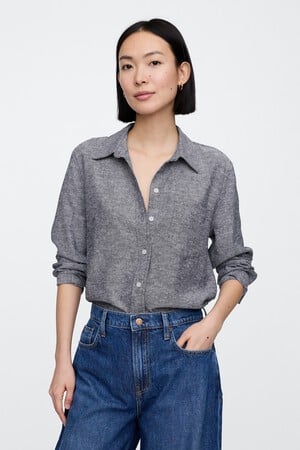 Linen-Blend Easy Shirt