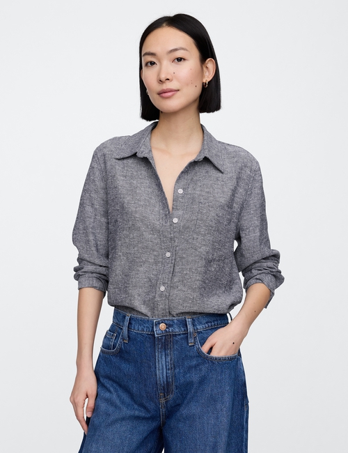 Linen-Blend Easy Shirt