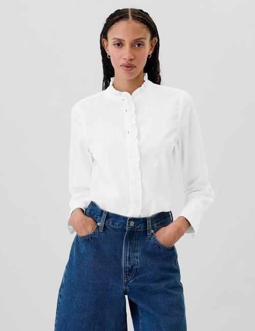 Classic Poplin Ruffle Shirt